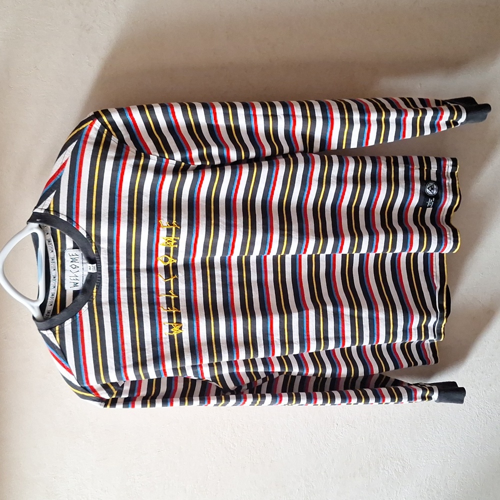 Welcome Medium men's shirt Blue, Red, White, Black Stripes